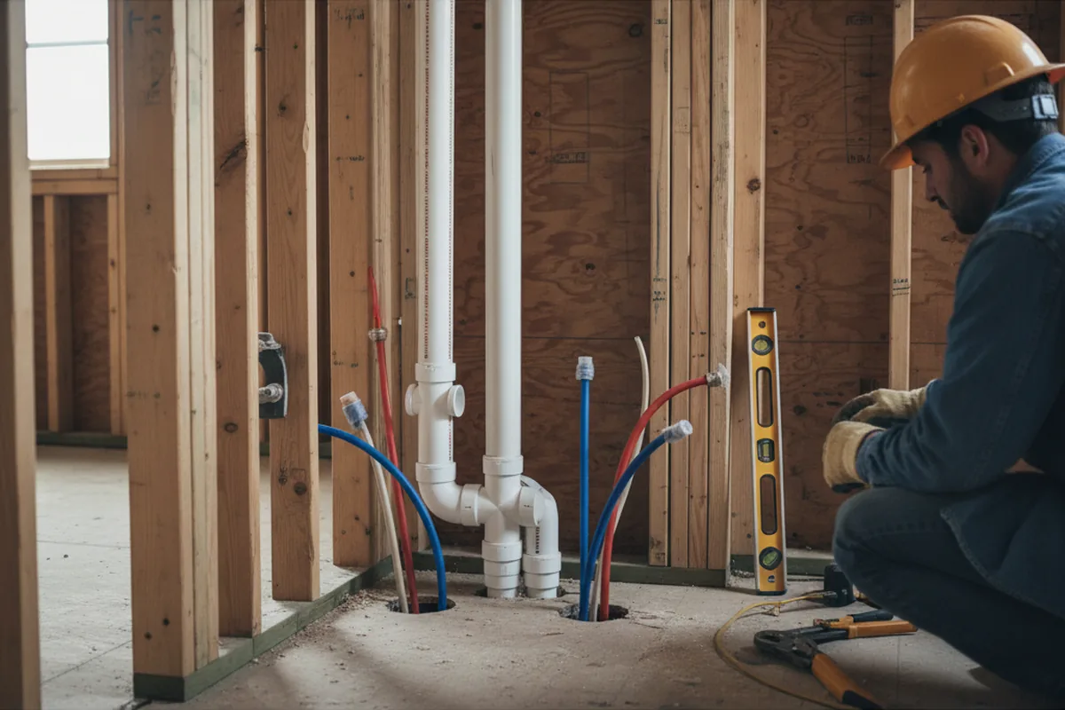 Drain and supply rough-in during Garbage Disposal Repair in Gaston